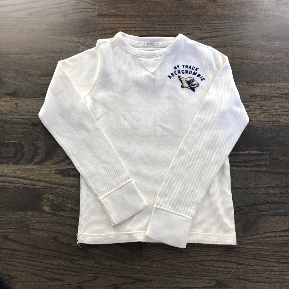 White Abercrombie Muscle Long Sleeve Shirt Kids Medium